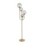 Magdala vloerlamp 4L - glas lichtgrijs/goud