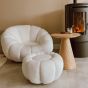 Olivia fauteuil teddy wit (incl. hocker) - Showroommodel