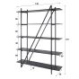 Kingsley stellingkast 140 cm 5 laags - grijs
