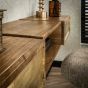 Kelsie kaptafel 2L - brass/massief mango bruin