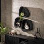 Taro wandplank - breed - metallic - zwart