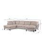 Aida 3-zits U-bank rechts stof - beige/poot zwart
