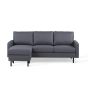 Nola 3-zitsbank L+R stof - donkergrijs