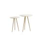 Prato bijzettafel set van 2 ø43x53 cm marmer - wit+antiek brons