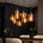 Ruby hanglamp gestreept glas 7L - amberkleurig