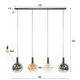Bruno hanglamp tricolore 4-lichts - artic zwart