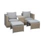 Cora 5 pcs loungeset wicker - beige/bruin
