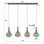 Chiara hanglamp 4L druppel smoke glas - artic zwart