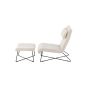 Limo fauteuil met voetenbank - boucle - wit
