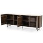 Dressoir Lio - 200 cm - Mango hout & travertin - 3 deurs