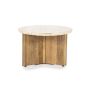 Ronde bijzettafel Sara - Mango hout & travertin - Ø60x40 cm