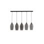 Lukaro hanglamp 5L 104x17x36 cm - antiek brons/glas smoke