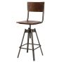 Barstoel Edison Donkerbruin Hout Draaibaar 70-79 cm