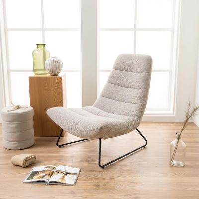 Nøra Berry fauteuil | zwart metaal onderstel | stof Monza - beige