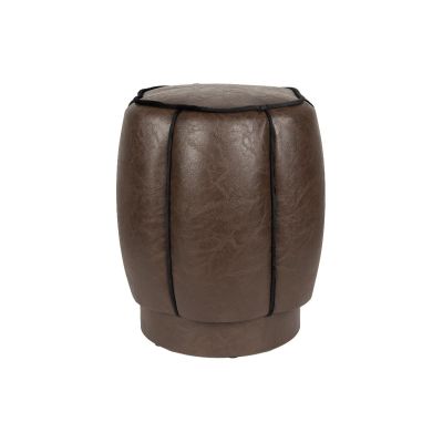Dutchbone Donna poef leer - donkerbruin
