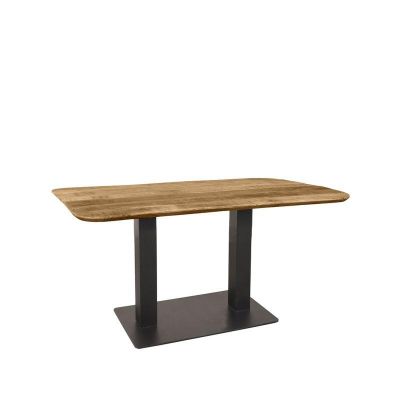 Restauranttafel 120x70x74 cm  - naturel mangohout - zwart metaal