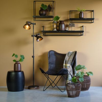 Light & Living Jody vloerlamp - zwart zink/hout bruin - OUTLET B
