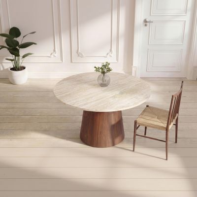 Svea Elliott ronde eettafel travertinelook - beige