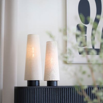 Light & Living Howie tafellamp Ø19x52,5 cm - mat zwart/naturel