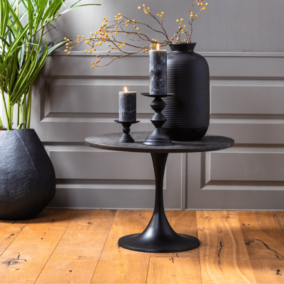 Rickerd bijzettafel Ø61 cm antiek zwart/zwart van het woonmerk Light & Living