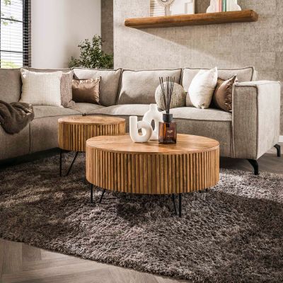 Fraaai Sedona ronde salontafels - set van 2 - naturel