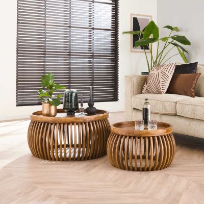 Odila salontafel mangohout curve set van 2 van het woonmerk Fraaai