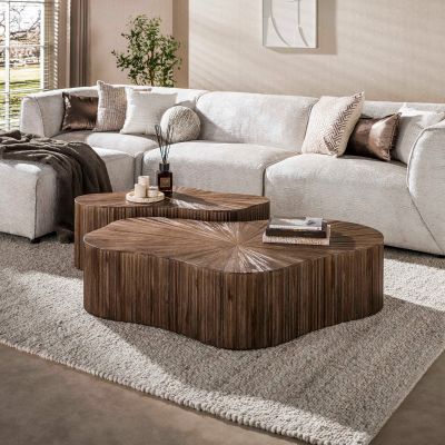 Fraaai Rebecca salontafel set van 2 - massief teak espresso