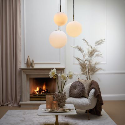 Light & Living Medina hanglamp Ø25 cm - antiek brons+glas mat wit