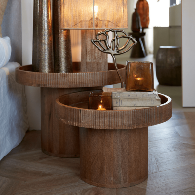 Kalomo bijzettafel Ø50x35 cm hout van het woonmerk Light&Living
