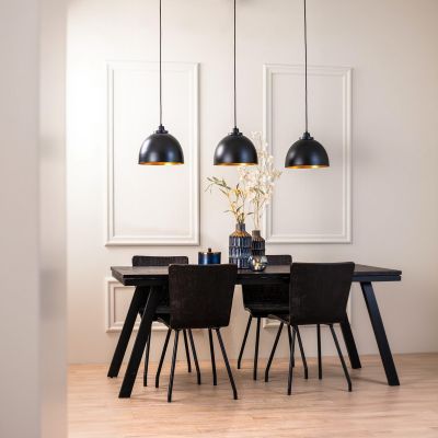 Light & Living Kylie hanglamp 3L - mat zwart-goud - OUTLET B