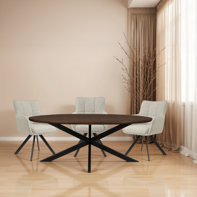 Jesper ovale eettafel - 210 cm - mangohout van het woonmerk Livingfurn