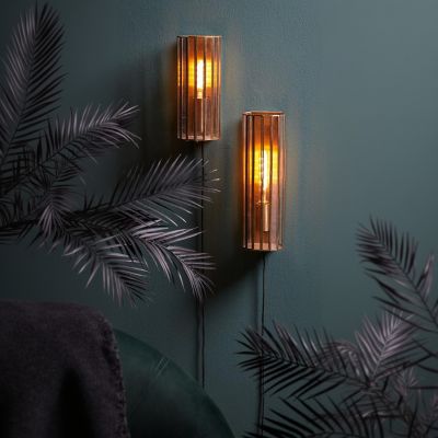 Light & Living Strøby wandlamp 14x13x30,5 cm - antiek brons+glas