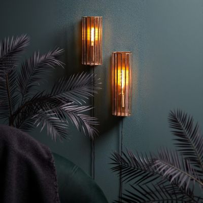 Light & Living Strøby wandlamp 13x13x41 cm - antiek brons+glas