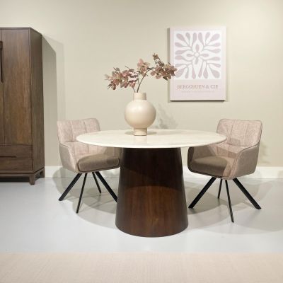 Brix Bottecino eettafel ø130 cm - donkerbruin/beige