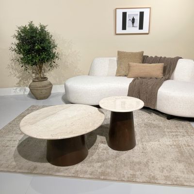 Brix Bottecino bijzettafel ø45 cm - donkerbruin/beige