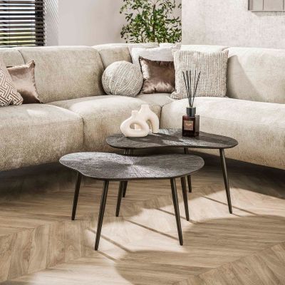 Fraaai Daisy salontafel metaal leaf set van 2 - brons donkerbruin