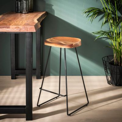 Fraaai Larissa barstoel houten zitting - massief acacia naturel
