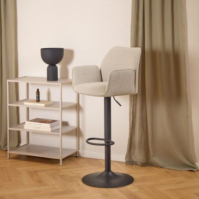 Nøra Liza verstelbare barstoel | metaal onderstel | stof Basel - beige