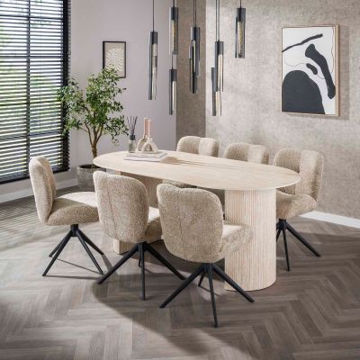 Fraaai Dexter eettafel 180 cm keramiek - naturel