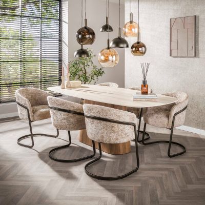 Fraaai Dexter eettafel Deens ovaal 215 cm keramiek - beige
