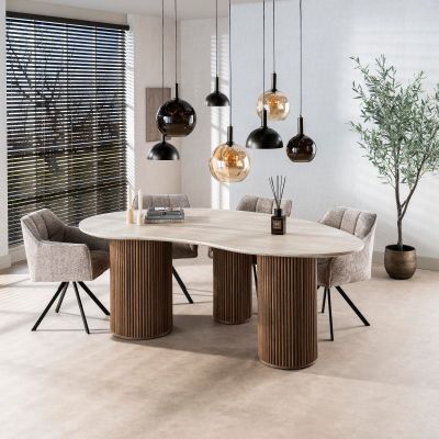 Fraaai Dexter eettafel organisch 215 cm keramiek - beige