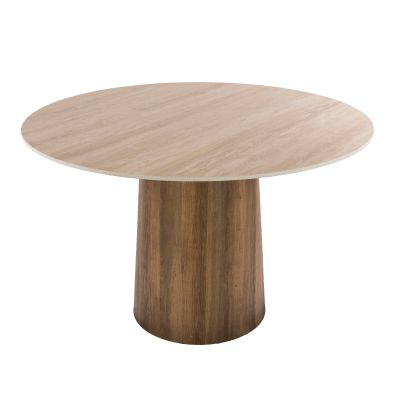Fraaai Dexter eettafel rond ø120cm - 3D keramiek travertin