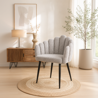 DS4U Flower eetkamerstoel bouclé grijs