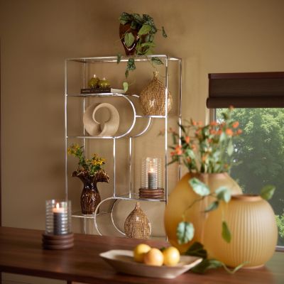 Light & Living Lofi wandkast open 100x36x206 cm - nikkel/glas transparant