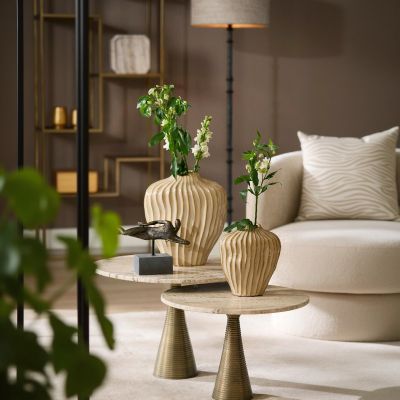 Light & Living Bahia salontafel Ø60x40 cm - zand travertine/antiek brons