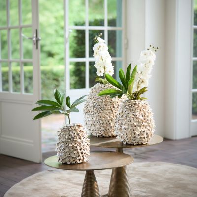Light & Living Ubate vaas Ø26x27 cm bamboo/schelp - crème/bruin