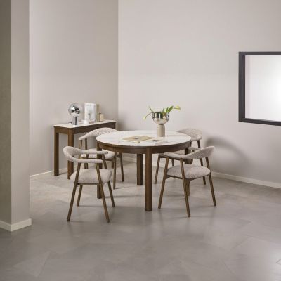 Nøra Homer ronde eettafel Ø120x75 cm | eikenfineer onderstel | keramiek - crème
