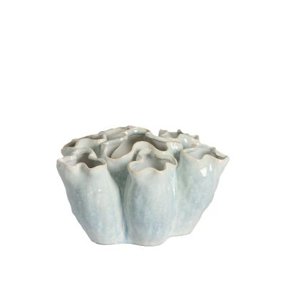 Light & Living Diago vaas 31,5x30x18,5 cm keramiek - lichtblauw/crème