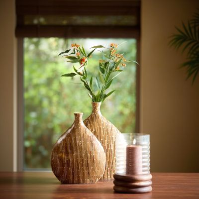 Light & Living Lorca vaas 33x13x38 cm bamboo - bruin