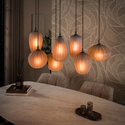 Fraaai Lavern hanglamp 4+3-lichts - sienna bruin-frosted